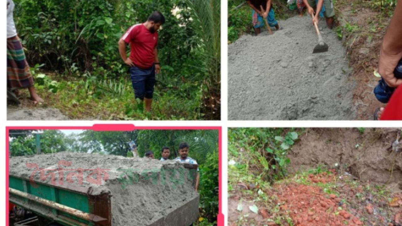 দেবিদ্বারের বিষ্ণুপুরে বন্যায় ক্ষতিগ্রস্ত বেড়িবাঁধ সংস্কার করে নগদ অর্থ দিলেন চেয়ারম্যান প্রার্থী জসিম উদ্দিন শান্ত